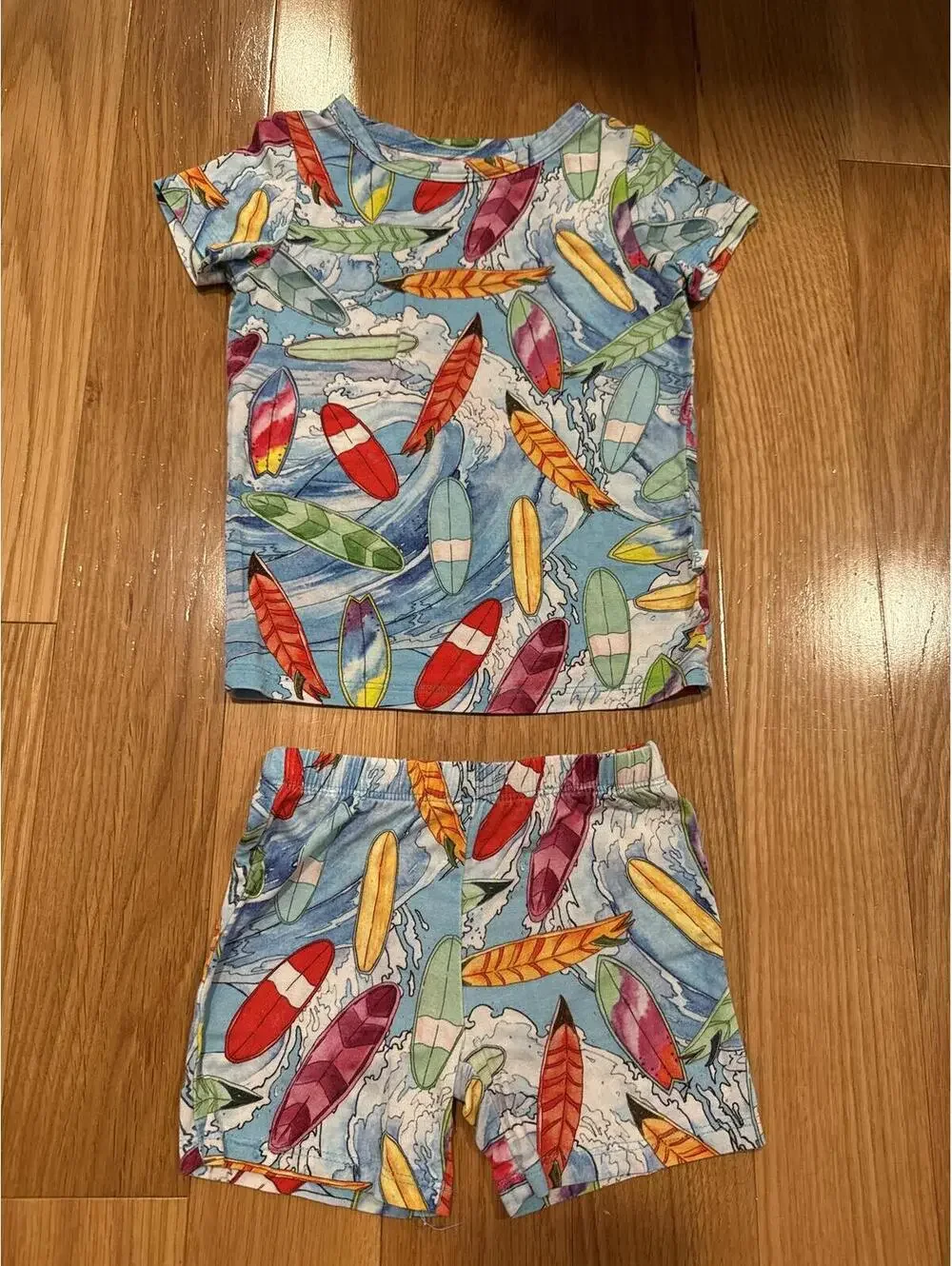 Posh Peanut 12-18 Months Surfboard Print Two-Piece Short Set